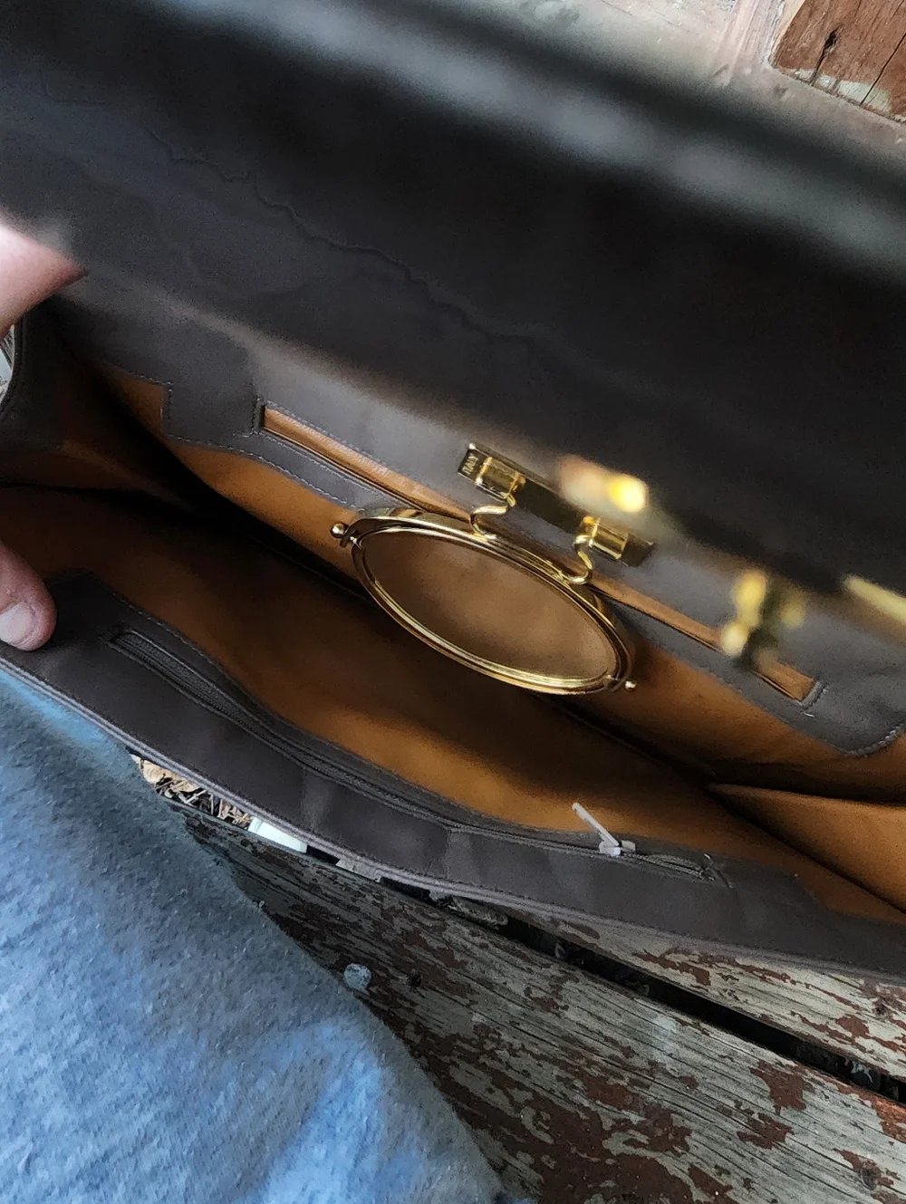 Men's Leather Wristlet Clutch - Taupe